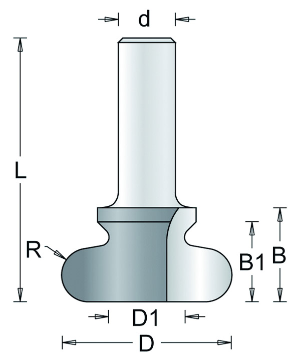 166-12 HM Vingergreepfrees voor Kastdeurtjes 19,1mm R=4,8 d=12